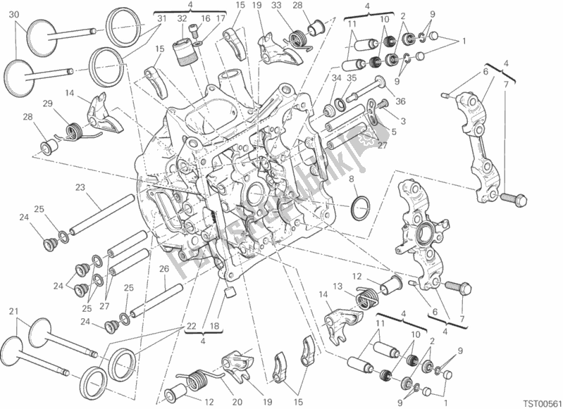Alle onderdelen voor de Horizontale Kop van de Ducati Superbike 959 Panigale ABS USA 2016